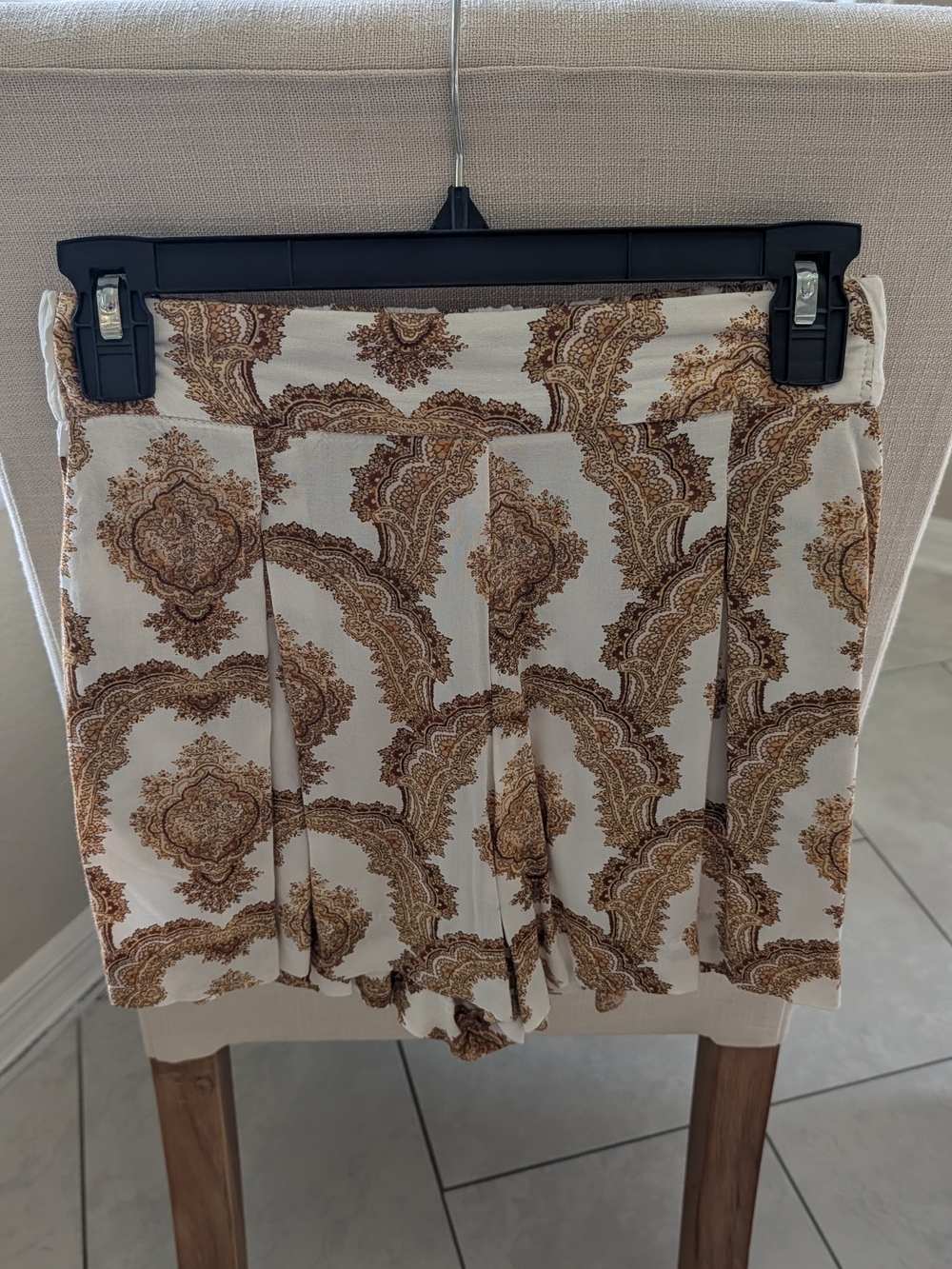H&M Cream and Brown Paisley Print Bermudas